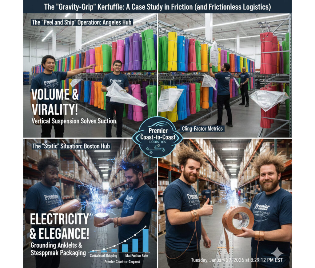 Images of the yoga mat being sold at the warehouse.