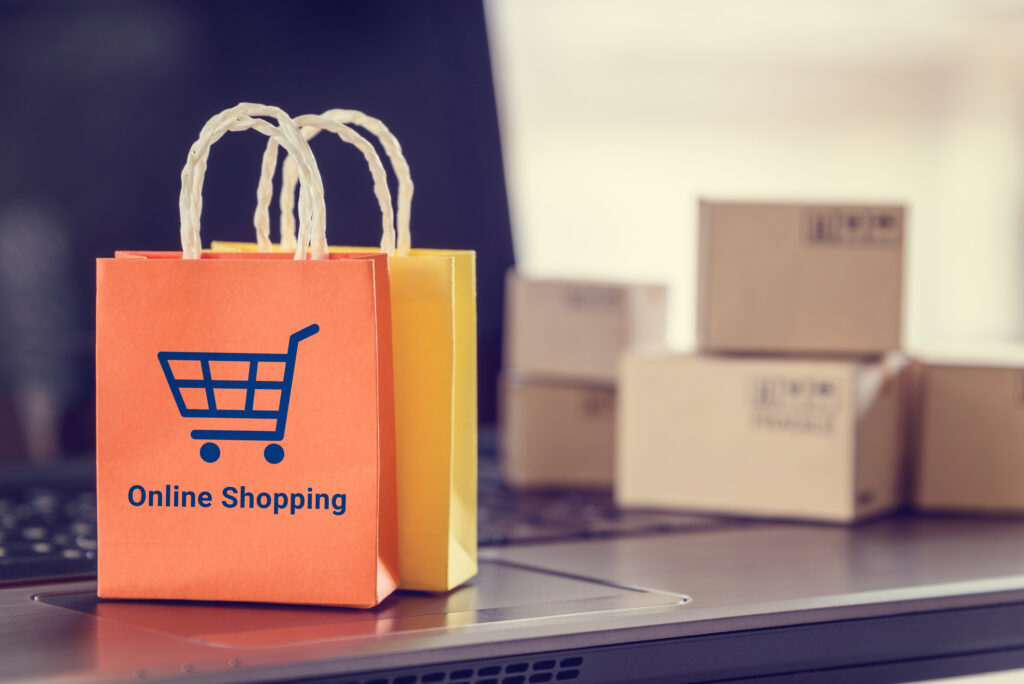 Online shopping / e-commerce and customer satisfaction concept : The picture depicting consumers / buyers buy or purchase products and service at home via internet