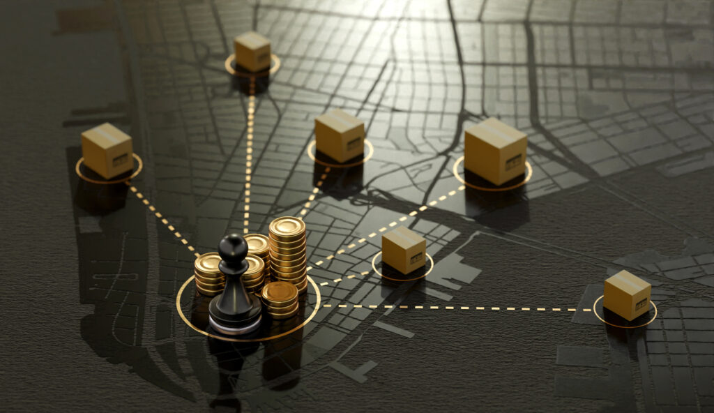 Shipment Logistic concept. Product shipping packing, 3Drendering